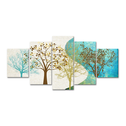 Ağaç Beş Parçalı Kanvas Tablo - Thumbnail