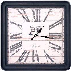 Ahşap Roman Rakamlı Paris Saat 60x60cm - Thumbnail