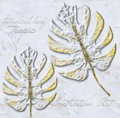 Altın Damarlı Beyaz Yapraklar Kabartmalı Tablo