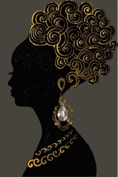 Özverler - Altın Sarmal Saçlı Afrikalı Kadın Kanvas Tablo