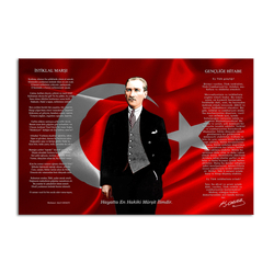 Özverler - Atatürk ve İstiklal Marşı Kanvas Tablo