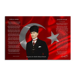Özverler - Atatürk ve İstiklal Marşı Kanvas Tablo