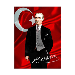 Özverler - Atatürk ve Türk Bayrağı Kanvas Tablo