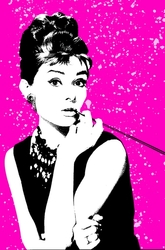 Özverler - Audrey Hepburn Pembe Zemin Kanvas Tablo