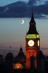 Özverler - Ay Işığında Big Ben Kanvas Tablo