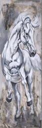 Beyaz At Kabartmalı Tablo - Thumbnail