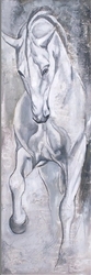 Beyaz At Kabartmalı Tablo - Thumbnail