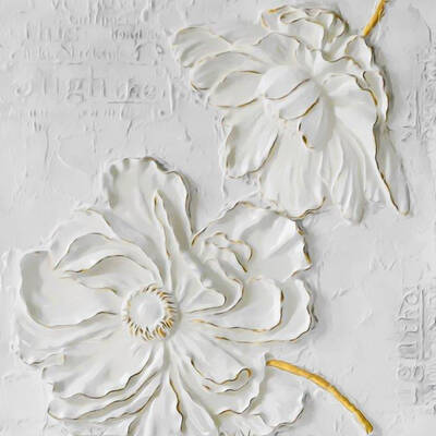 Beyaz Çiçekler Kabartmalı Tablo
