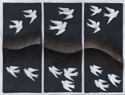 Beyaz Güvercin Kabartmalı Tablo - Thumbnail