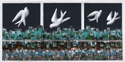 Özverler - Beyaz Güvercin Kabartmalı Tablo