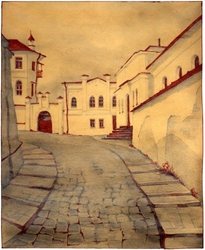 Özverler - Beyaz Taşlı Sokak Kanvas Tablo