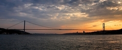 Boğaziçi Köprüsü ve Batan Güneş Kanvas Tablo - Thumbnail