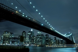 Özverler - Brooklyn Köprüsü Mavi Işıklı Kanvas Tablo
