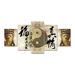 Buda Beş Parçalı Kanvas Tablo - Thumbnail