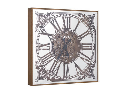 Çiçek Desenli Gold Çarklı Saat 60x60cm