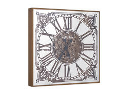 Çiçek Desenli Gold Çarklı Saat 60x60cm