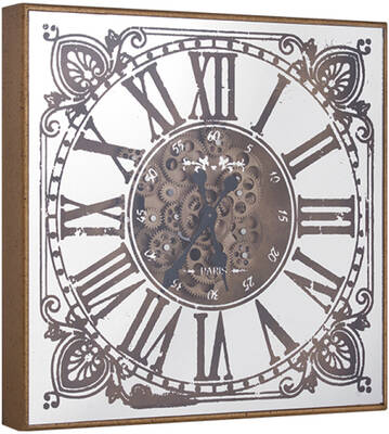 Çiçek Desenli Gold Çarklı Saat 60x60cm