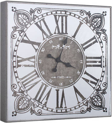 Çiçek Desenli Gümüş Saat 60x60cm