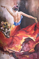 Özverler - Çiçekler İçinde Bir Dansçı Kabartmalı Tablo
