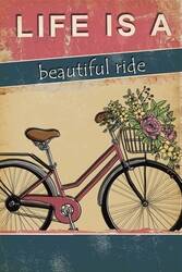 Çiçekli Bisiklet Kanvas Tablo