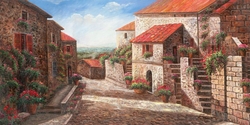 Özverler - Çiçekli Taş Binalar 2 Kabartmalı Tablo