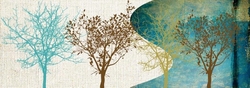 Özverler - Çok Renkli Ağaçlar Kanvas Tablo