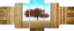 Çöldeki Ağaç Beş Parçalı Kanvas Tablo - Thumbnail