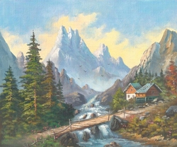 Özverler - Dağların İçinde Köy Kabartmalı Tablo