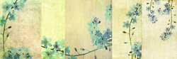 Özverler - Dalda Mavi Çiçekler Kanvas Tablo