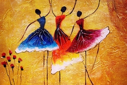 Özverler - Dans Eden Çizgi Kadınlar 2 Kanvas Tablo