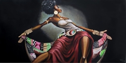 Özverler - Dansçı Afrikalı Kadın Kabartmalı Tablo