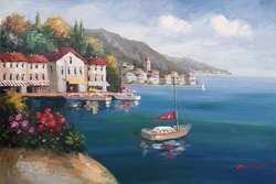 Özverler - Deniz Kıyısında Beyaz Evler 3 Kabartmalı Tablo