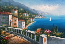 Özverler - Deniz Kıyısında Evler 3 Kabartmalı Tablo