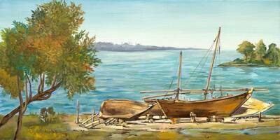 Deniz ve Sandallar Kabartmalı Tablo