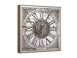 Desenli Gold Çarklı Kare Saat 80x80