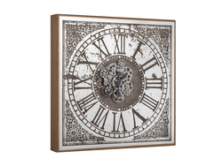 Özverler - Desenli Gold Çarklı Kare Saat 80x80
