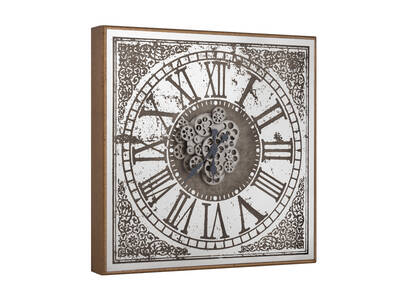 Desenli Gold Çarklı Kare Saat 80x80