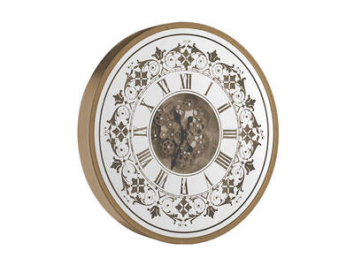Desenli Yuvarlak Gold Çarklı Saat çap 80cm