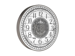 Özverler - Desenli Yuvarlak Gümüş Çarklı Saat çap 80cm