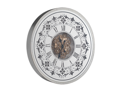 Özverler - Desenli Yuvarlak Gümüş Çarklı Saat çap 80cm
