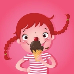 Dondurma ve Çocuk Kanvas Tablo - Thumbnail