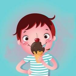 Dondurma ve Çocuk Kanvas Tablo