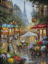 Özverler - Eiffel ve Çiçekçiler Kabartmalı Tablo