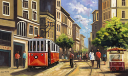 Özverler - Eski Tramvay Kabartmalı Tablo