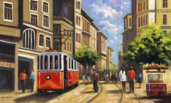 Özverler - Eski Tramvay Kabartmalı Tablo