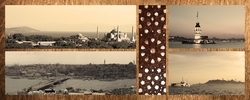 Etnik Desen İçinde İstanbul Kanvas Tablo - Thumbnail