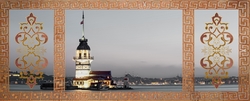 Özverler - Etnik Desen İçinde Kız Kulesi Kanvas Tablo