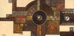 Özverler - Geometrik Şekilli Soyut Kabartmalı Tablo