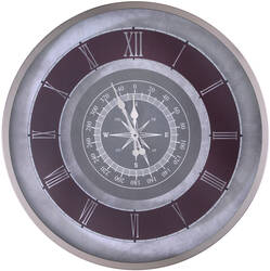 Gümüş Pusula Desenli Saat çap 80cm