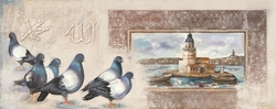 Özverler - Güvercinler ve Kız Kulesi Kabartmalı Tablo